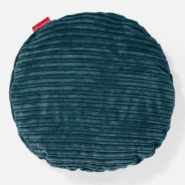 Round Scatter Cushion 50cm - Cord Teal Blue 01