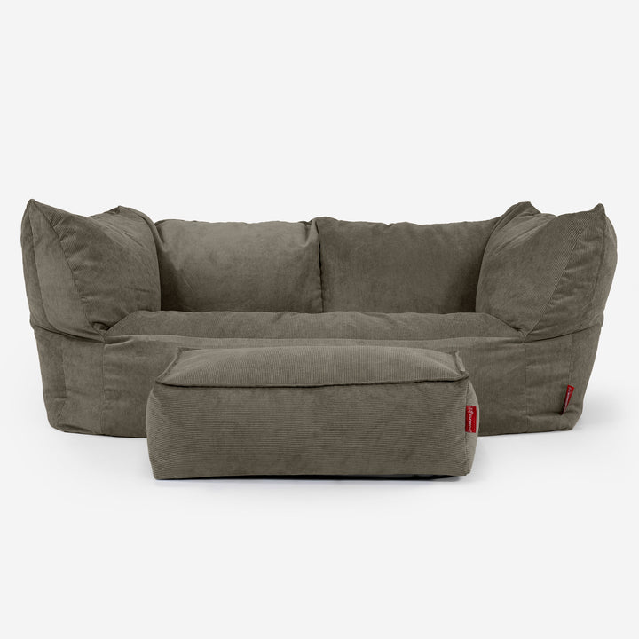 Ruben Bean Bag Sofa - Needlecord Olive 02