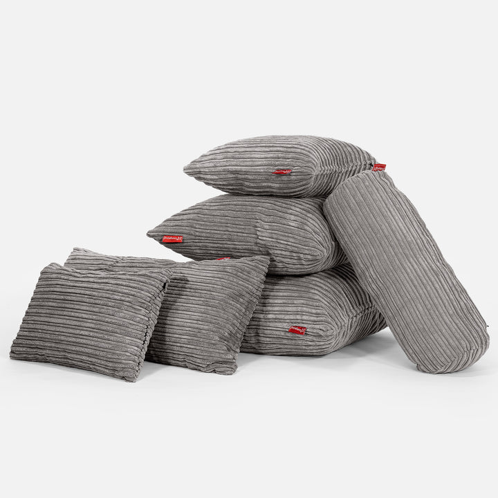 Lounge Pug Rectangular Scatter Cushion 35 x 50cm Cord Graphite Grey Decorative Throw Pillow Sofa Cushions Big Bertha Original UK