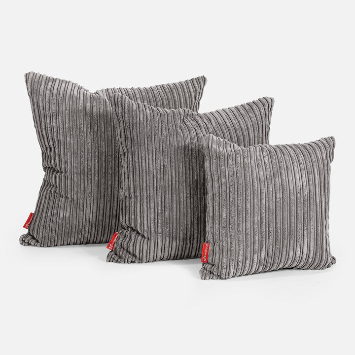 Lounge Pug Scatter Cushion 47 X 47cm Cord Graphite Grey Decorative Pillow Square Sofa Cushions Big Bertha Original UK