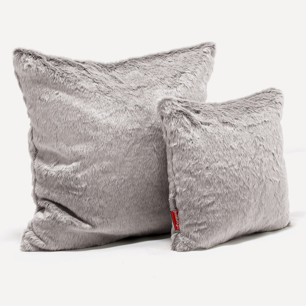 Decorative Cushion 47 x 47cm - Faux Rabbit Fur Light Grey