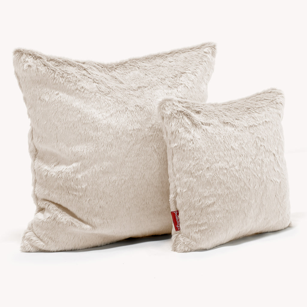 Decorative Cushion 47 x 47cm - Faux Rabbit Fur White