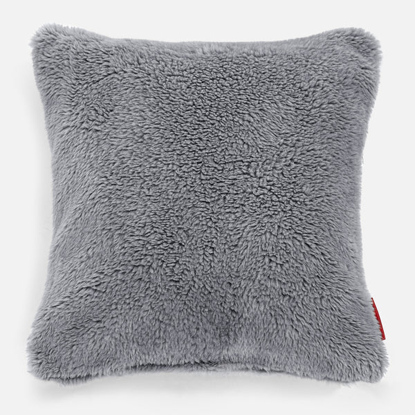 Scatter Cushion 47 x 47cm - Teddy Faux Fur Dark Grey 01