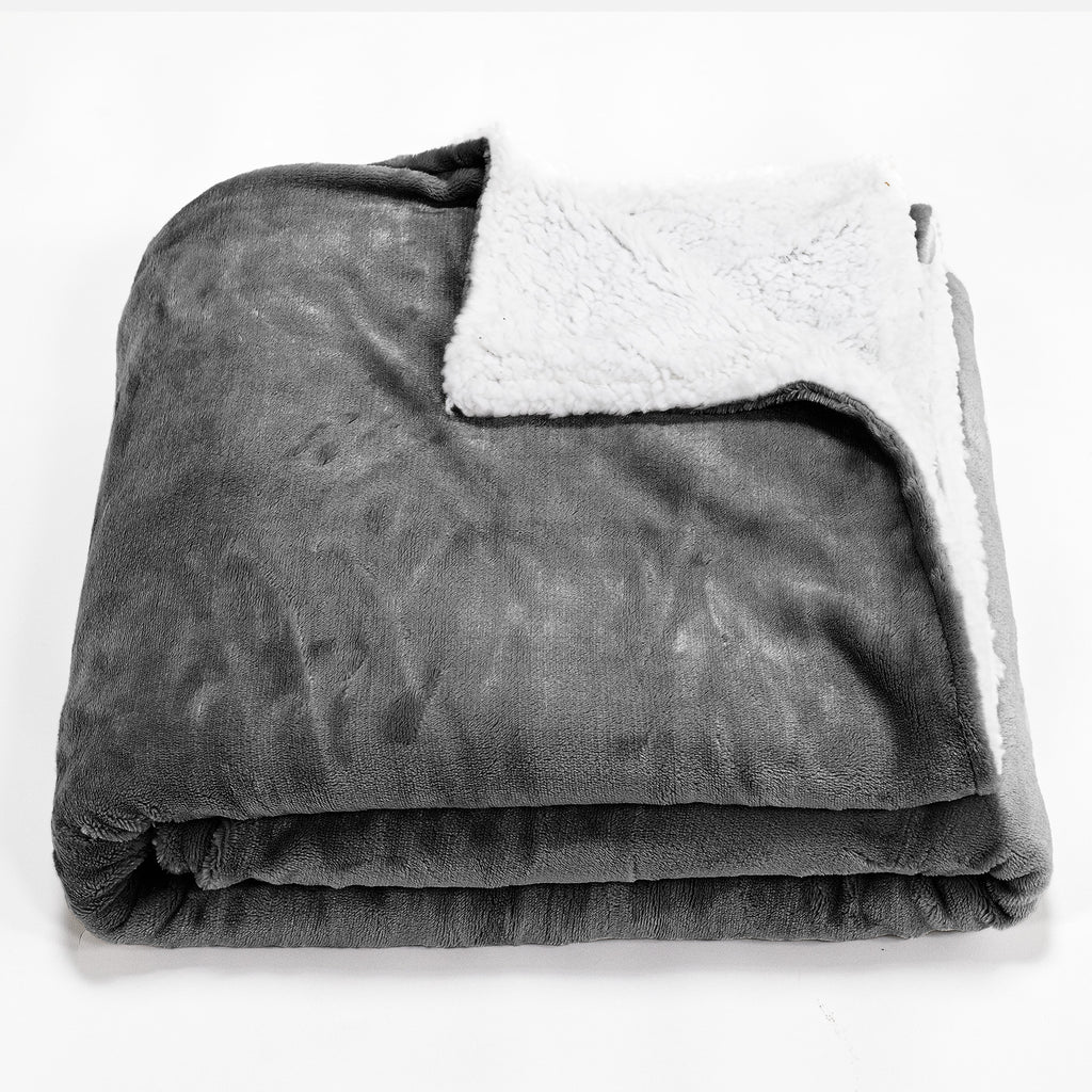 Sherpa Throw / Blanket - Fleece Grey 01