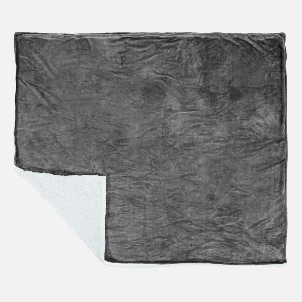 Sherpa Throw / Blanket - Fleece Grey 03