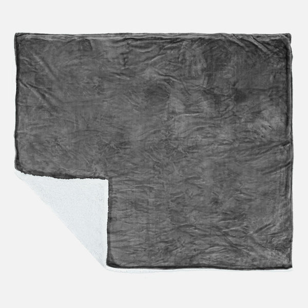 Sherpa Throw / Blanket - Fleece Grey 02