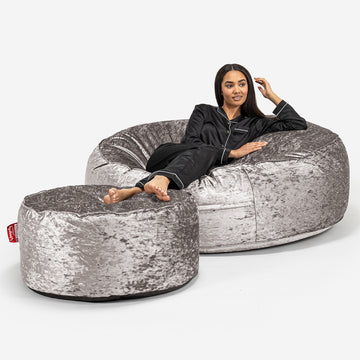 Grey crushed outlet velvet bean bag