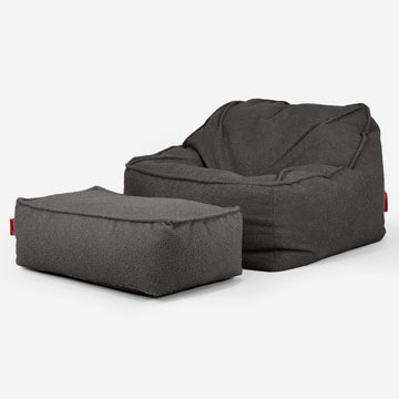 Sloucher Bean Bag Chair - Boucle Graphite Grey 02