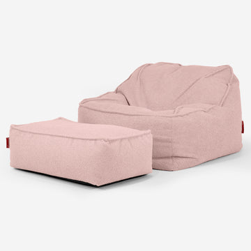 Sloucher Bean Bag Chair - Boucle Pink 02