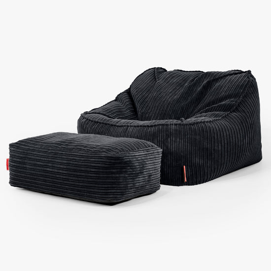Sloucher Bean Bag Chair - Cord Black 02
