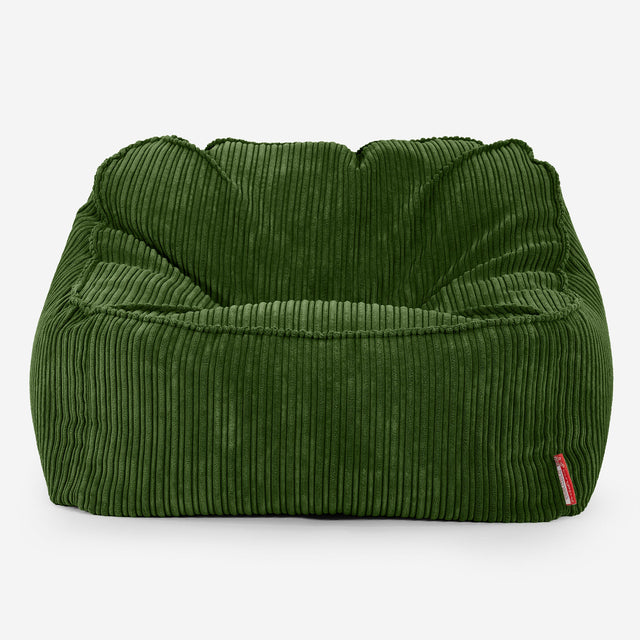 Sloucher Bean Bag Chair - Cord Forest Green 01