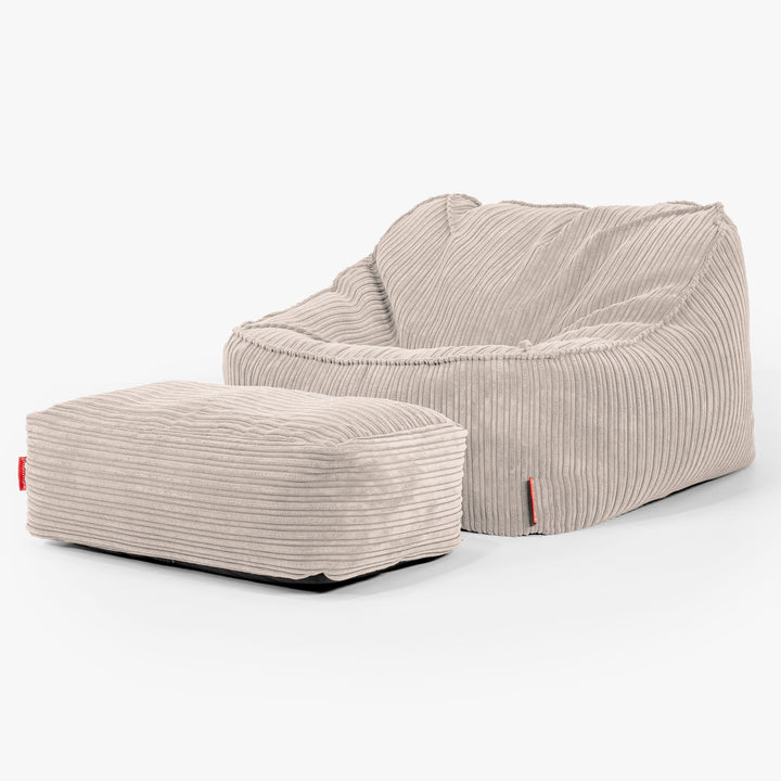 Sloucher Bean Bag Chair - Cord Ivory 02