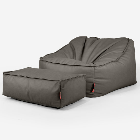 Sloucher Bean Bag Chair - Vegan Leather Grey 02