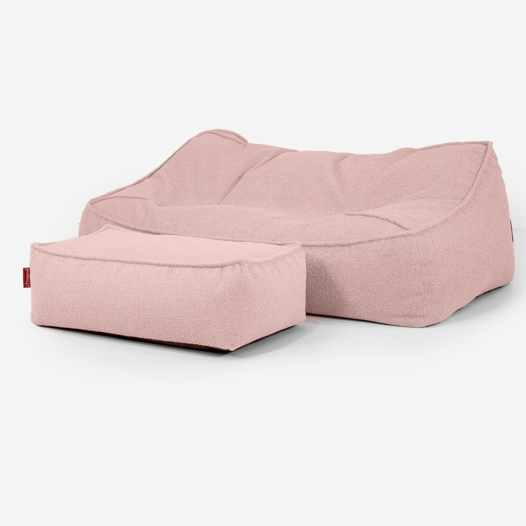 Sloucher Bean Bag Sofa - Boucle Pink 02