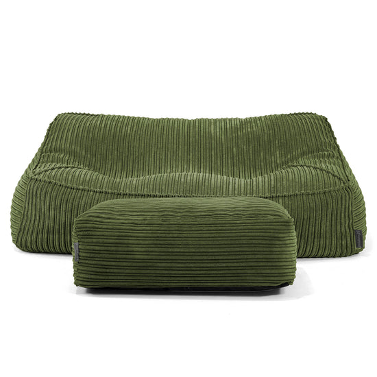 Sloucher Bean Bag Sofa - Cord Forest Green 01