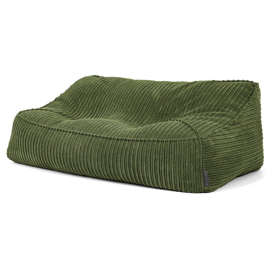 Sloucher Bean Bag Sofa - Cord Forest Green 03