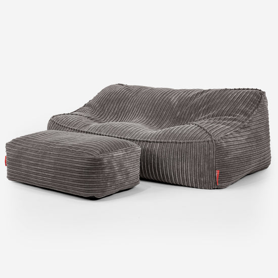 Sloucher Bean Bag Sofa - Cord Graphite Grey 02