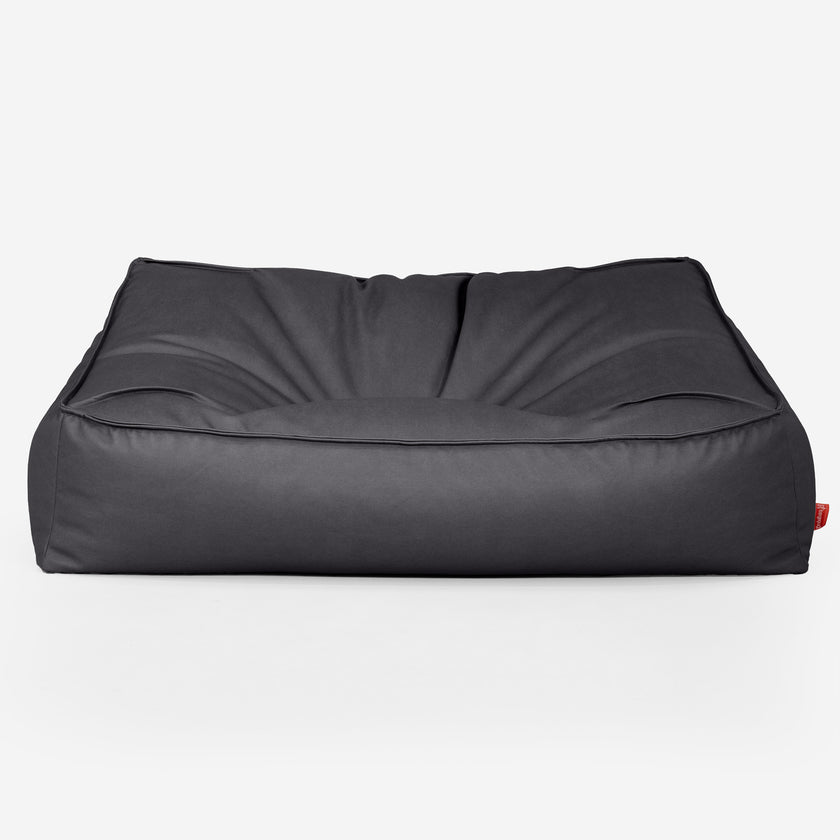 Lounge Pug Sloucher Bean Bag Sofa Vegan Leather Black Beanbag