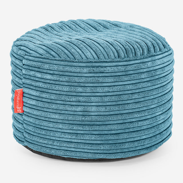 Small Round Footstool - Cord Aegean Blue 01