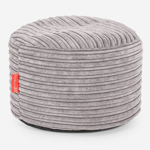 Small Round Footstool - Cord Silver Grey