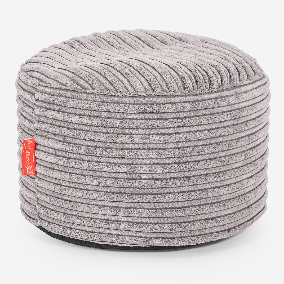 Lounge Pug Small Round Footstool Cord Aluminium Silver Bean Bag