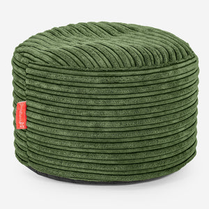 Small Round Footstool - Cord Forest Green