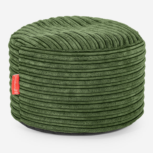 Small Round Footstool - Cord Forest Green 01