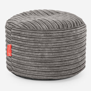 Small Round Footstool - Cord Graphite Grey