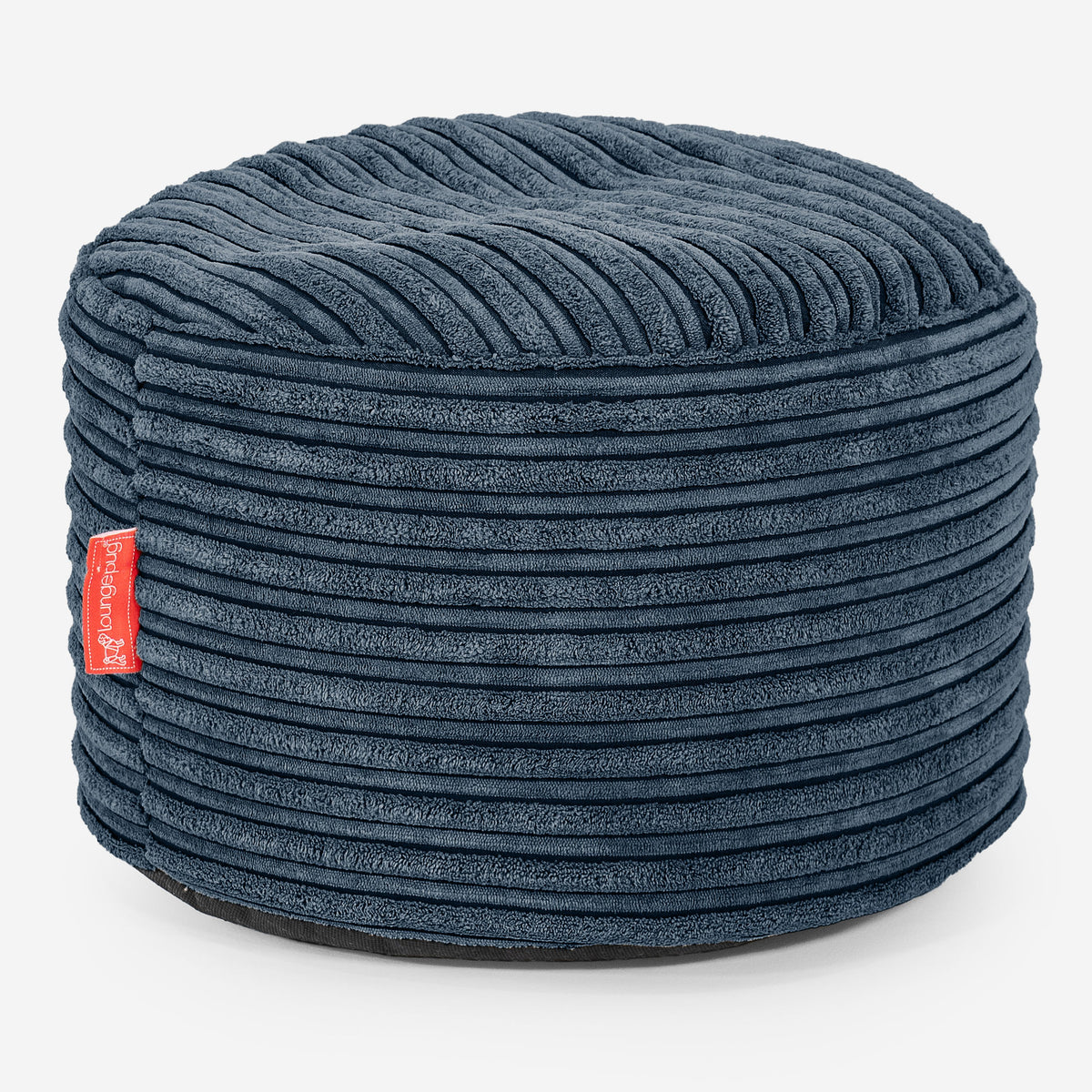 Lounge Pug Small Round Footstool Cord Navy Blue Bean Bag Pouf Small