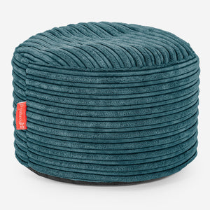 Small Round Footstool - Cord Teal Blue