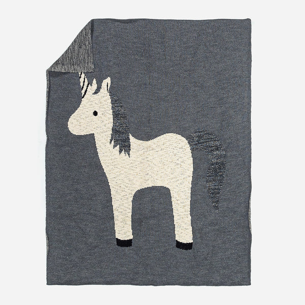 Childs Throw / Blanket - 100% Cotton Solo Unicorn 01