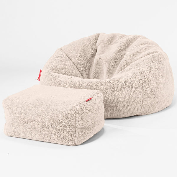 Classic Bean Bag Chair - Teddy Faux Fur Cream 01