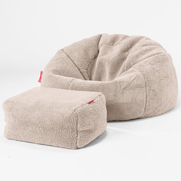 Classic Bean Bag Chair - Teddy Faux Fur Mink 01