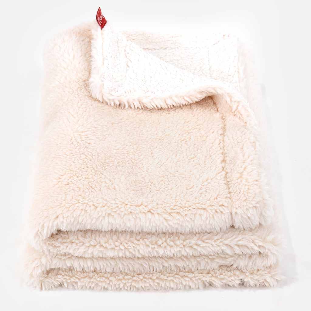 Sherpa Throw / Blanket - Teddy Faux Fur Cream 01