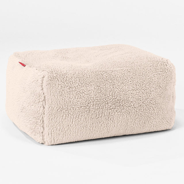 Small Footstool - Teddy Faux Fur Cream 01