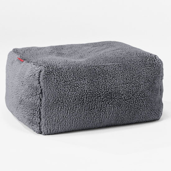Small Footstool - Teddy Faux Fur Dark Grey 01