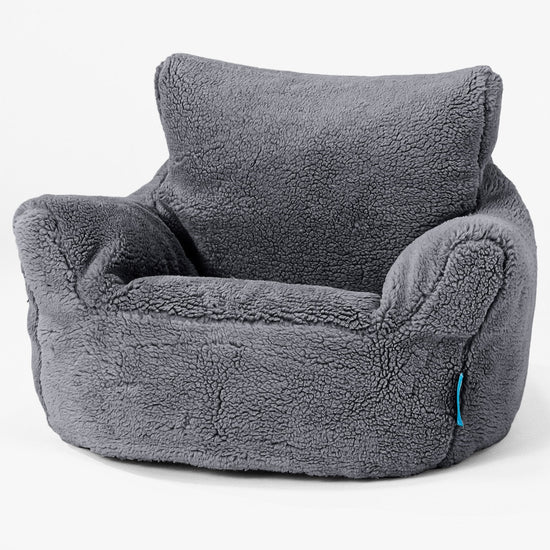 Toddlers' Armchair 1-3 yr Bean Bag - Teddy Faux Fur Dark Grey 01