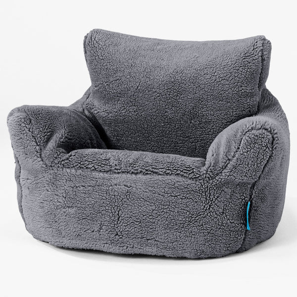 Toddlers' Armchair 1-3 yr Bean Bag - Teddy Faux Fur Dark Grey 01