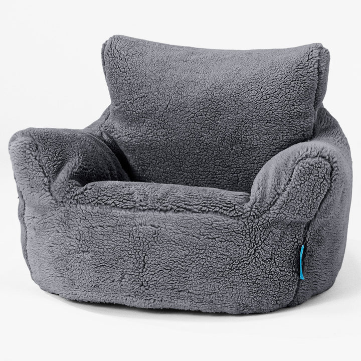 Toddlers' Armchair 1-3 yr Bean Bag - Teddy Faux Fur Dark Grey 01