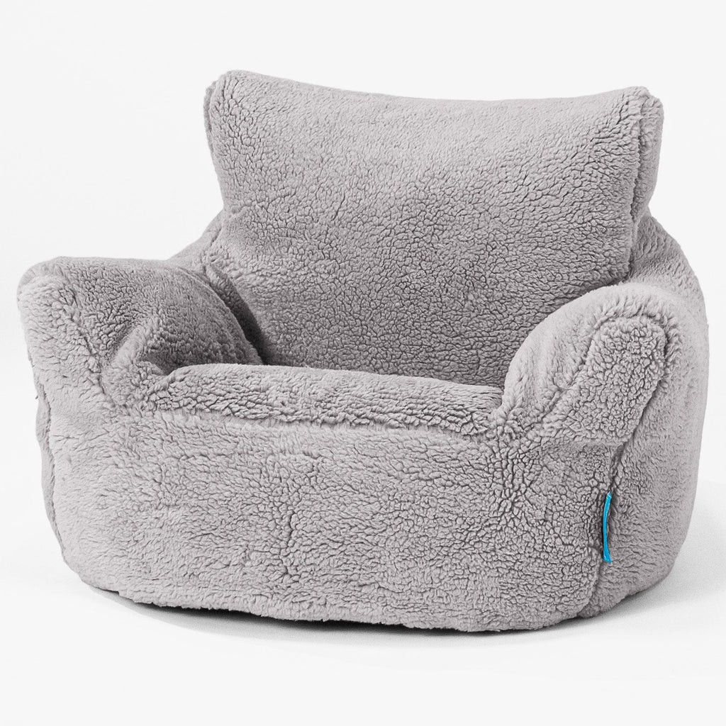 Toddlers' Armchair 1-3 yr Bean Bag - Teddy Faux Fur Medium Grey 01