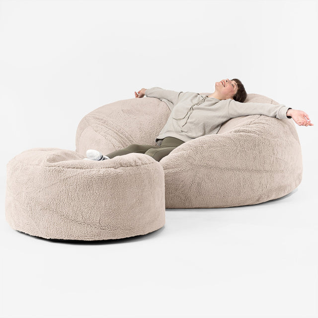 Mega Mammoth Bean Bag Sofa - Teddy Faux Fur Mink 02