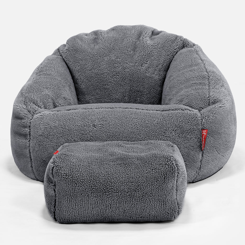 Bubble Bean Bag Chair - Teddy Fur Dark Grey 02
