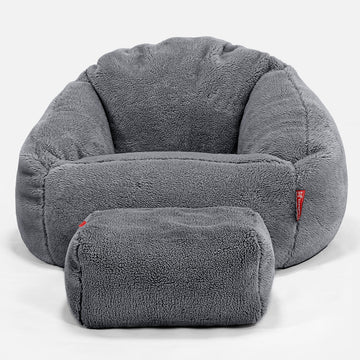 Bubble Bean Bag Chair - Teddy Fur Dark Grey 02
