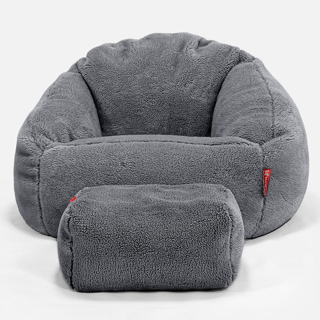 Bubble Bean Bag Chair - Teddy Fur Dark Grey 02