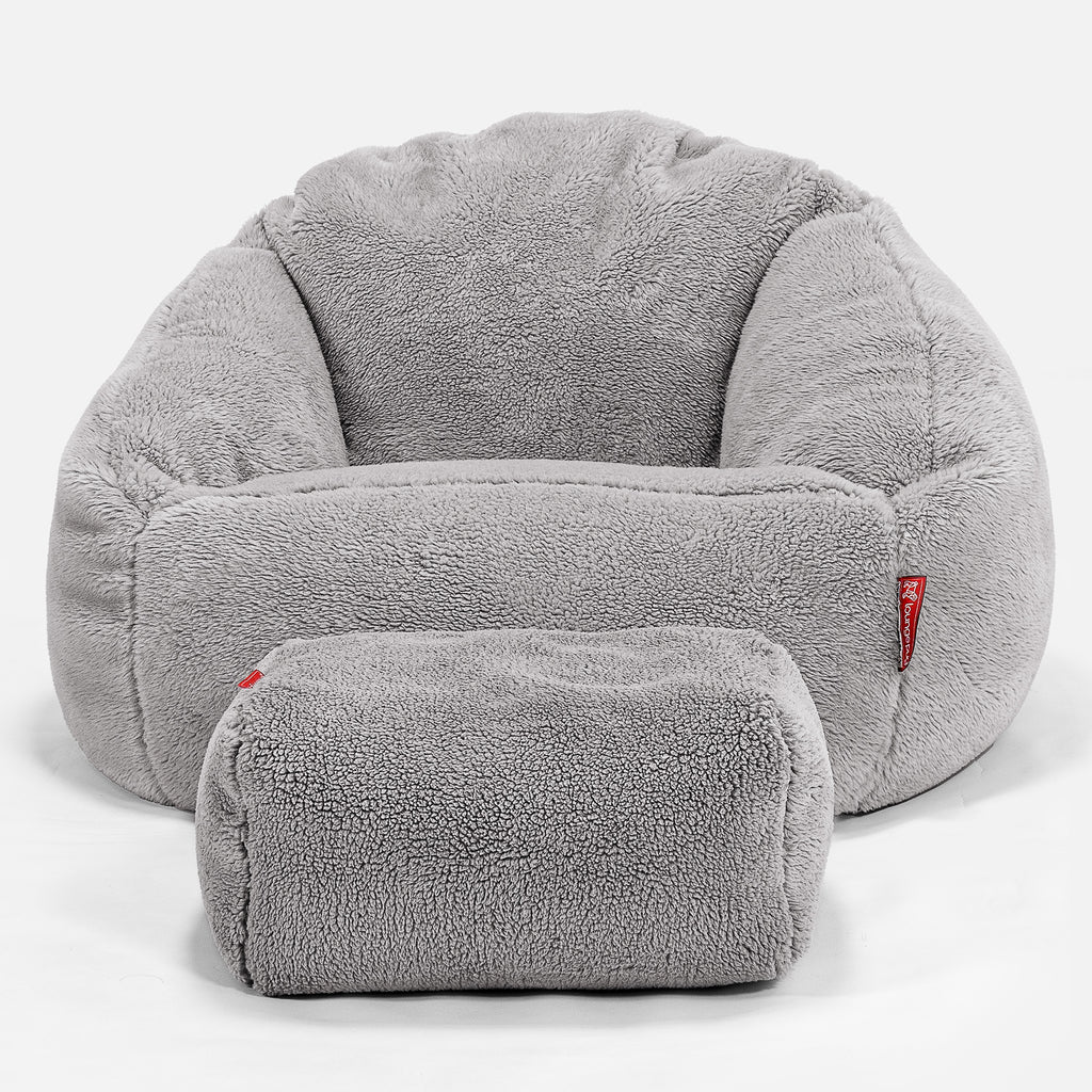 Bubble Bean Bag Chair - Teddy Fur Medium Grey 02