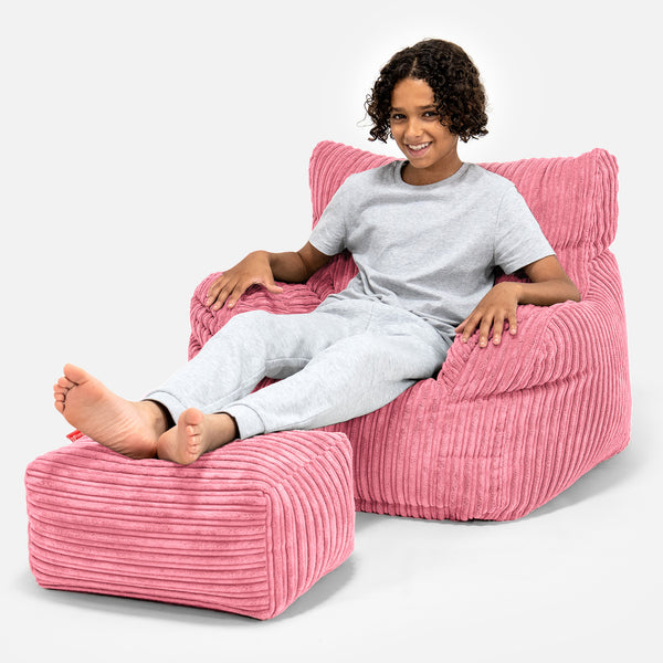 Teens Bean Bag Armchair 6-14 yr - Cord Coral Pink 01