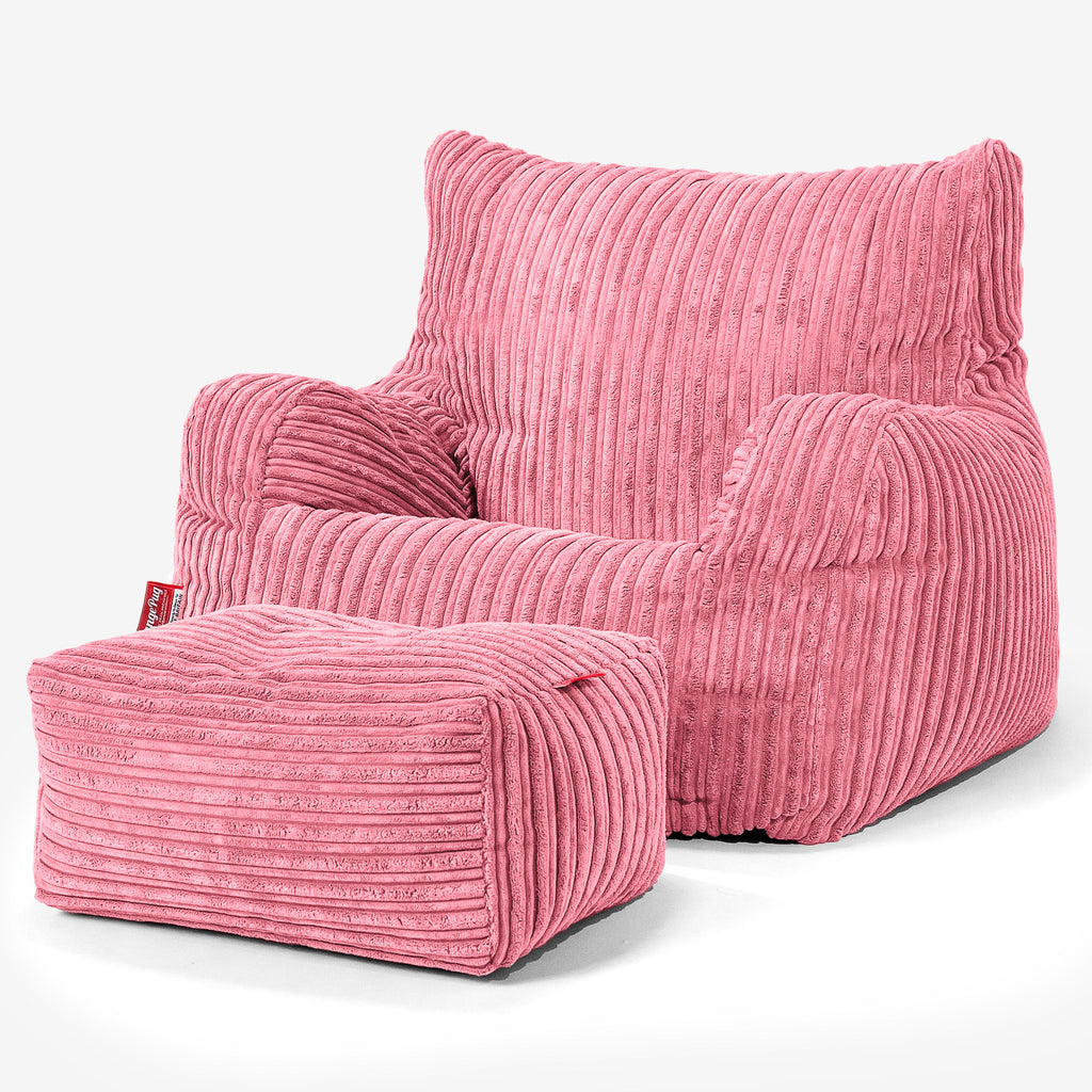 Teens Bean Bag Armchair 6-14 yr - Cord Coral Pink 03