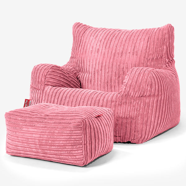 Teens Bean Bag Armchair 6-14 yr - Cord Coral Pink 01