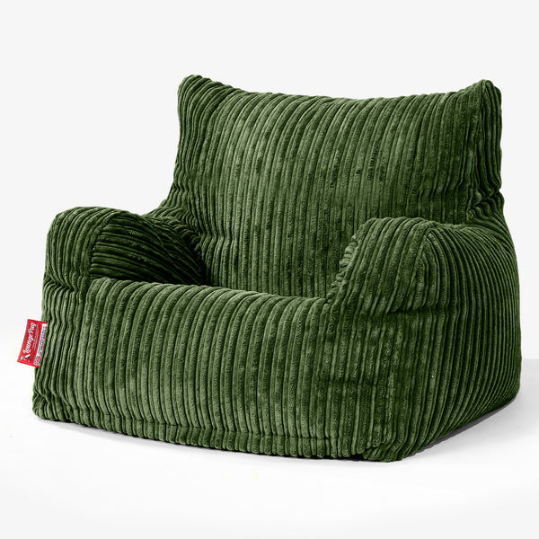 Teens Bean Bag Armchair 6-14 yr - Cord Forest Green 01