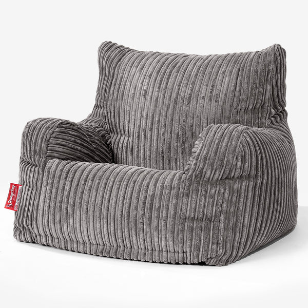 Teens Bean Bag Armchair 6-14 yr - Cord Graphite Grey 01